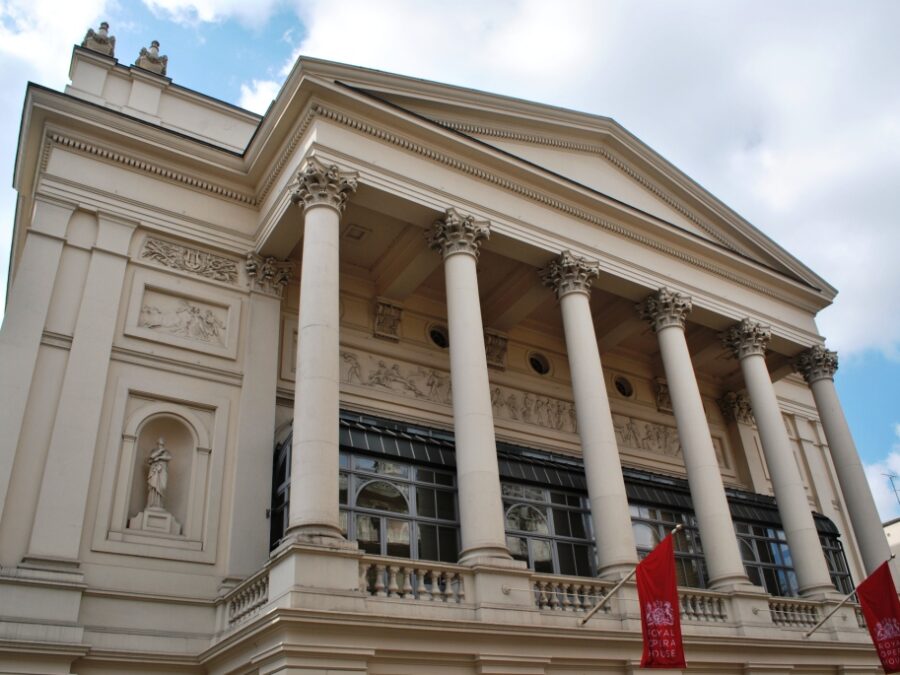 Photo of the front of the Royal Opera House.